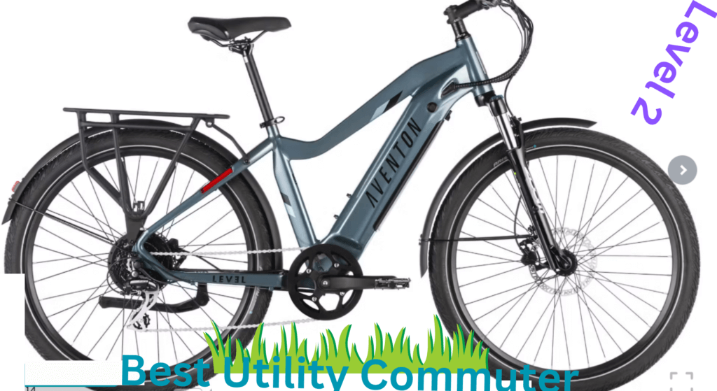 Aventon Level 2 commuter e-bike with a robust frame, integrated rear rack, front suspension, and LCD display. Built for utility and comfort on daily urban rides in 2025.